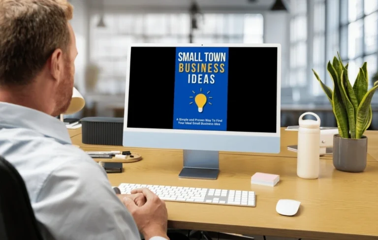 Small Town Business Ideas ebook on desktop