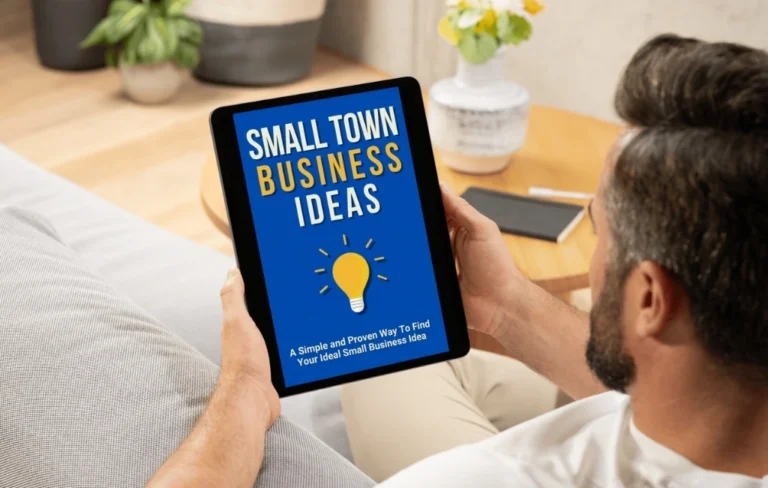 Small Town Business Ideas ebook on tablet